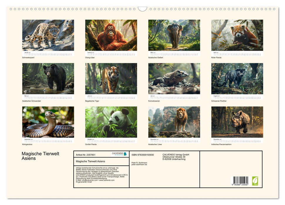 Magische Tierwelt Asiens (CALVENDO Wandkalender 2027)