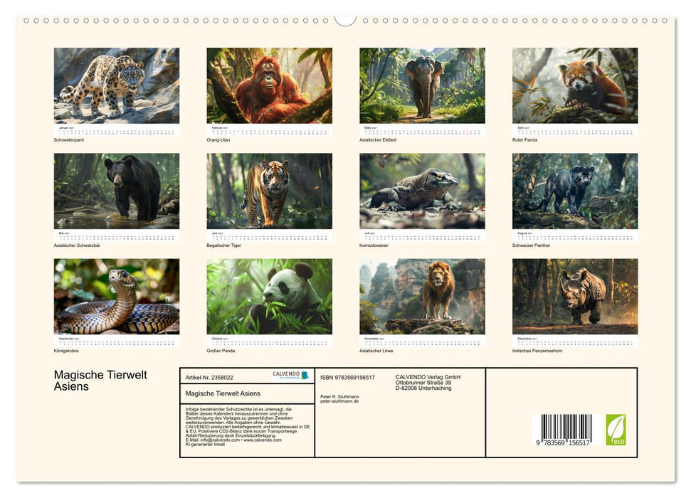 Magische Tierwelt Asiens (CALVENDO Premium Wandkalender 2027)