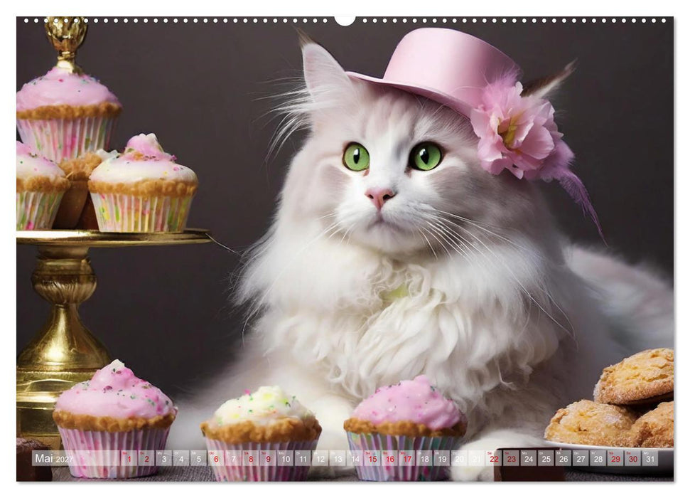 Süße Naschkatzen - Pelzige Leckermäulchen zwischen süßen Desserts und Torten (CALVENDO Premium Wandkalender 2027)