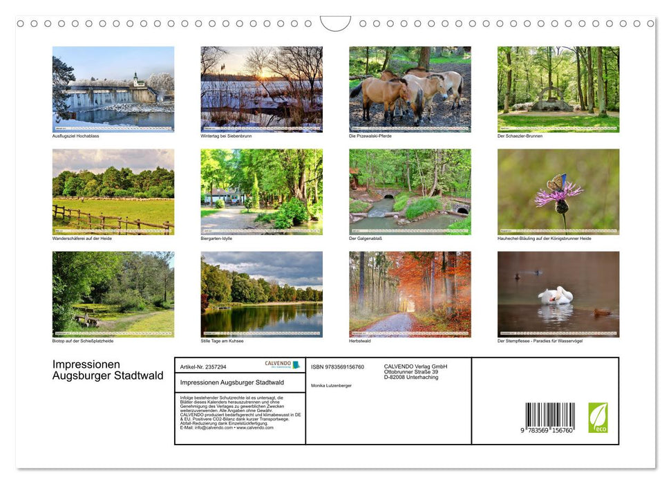 Impressionen Augsburger Stadtwald (CALVENDO Wandkalender 2027)