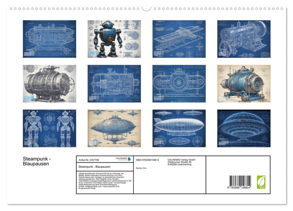 Steampunk - Blaupausen (CALVENDO Premium Wandkalender 2027)