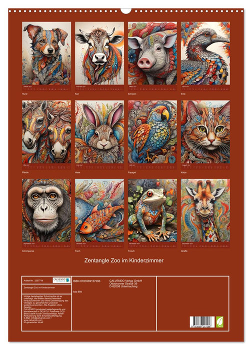 Zentangle Zoo im Kinderzimmer (CALVENDO Wandkalender 2027)