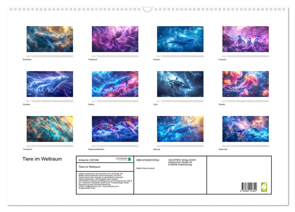 Tiere im Weltraum (CALVENDO Wandkalender 2027)