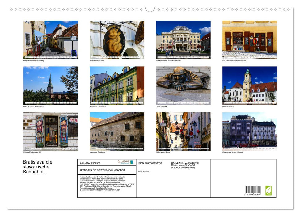 Bratislava die slowakische Schönheit (CALVENDO Wandkalender 2027)