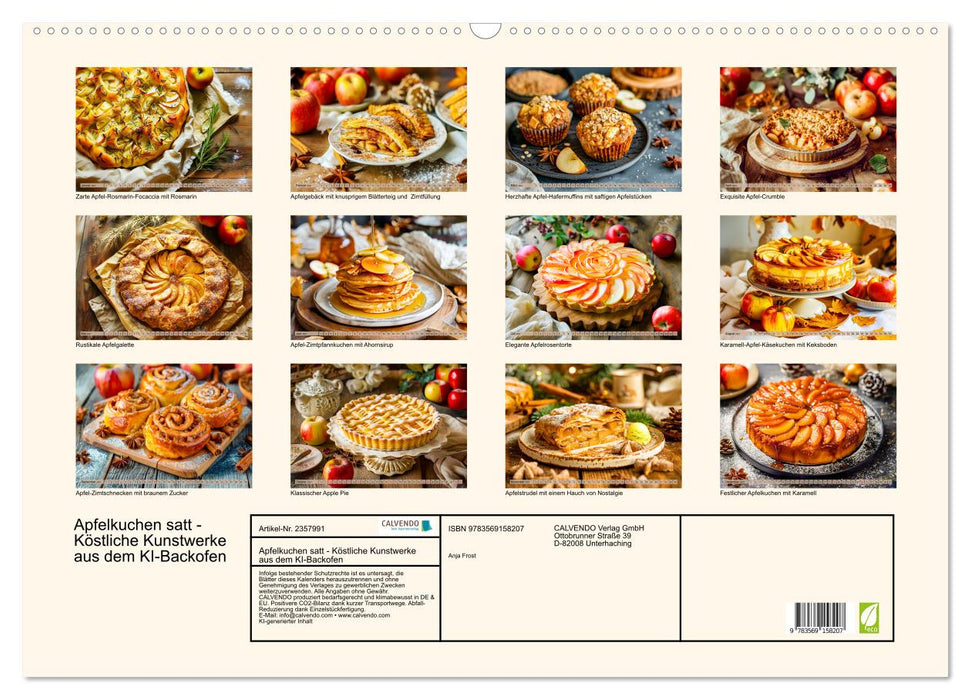 Apfelkuchen satt - Köstliche Kunstwerke aus dem KI-Backofen (CALVENDO Wandkalender 2027)
