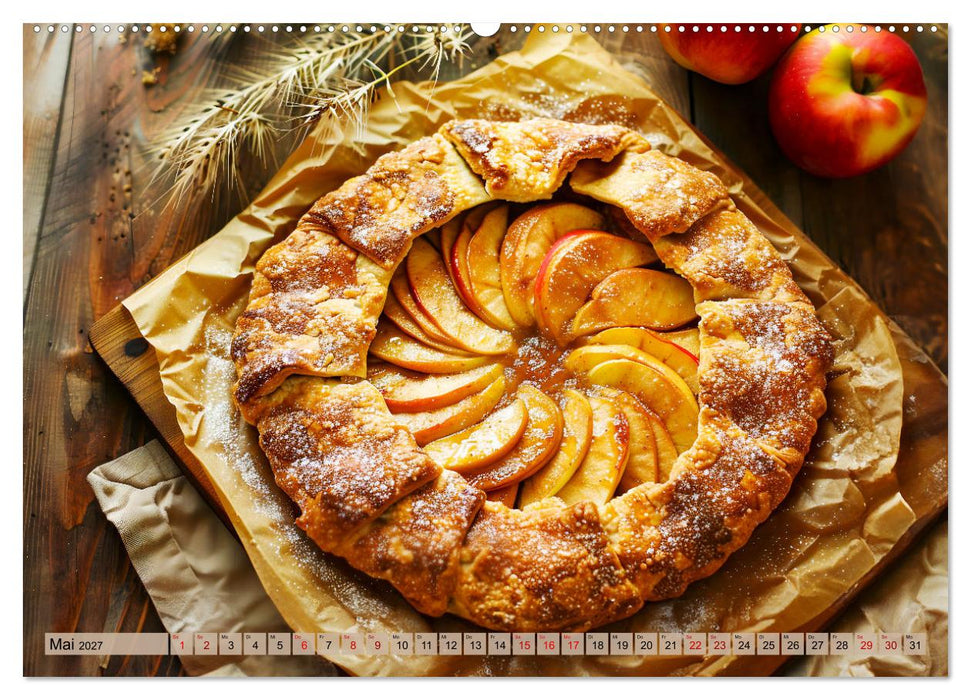 Apfelkuchen satt - Köstliche Kunstwerke aus dem KI-Backofen (CALVENDO Wandkalender 2027)