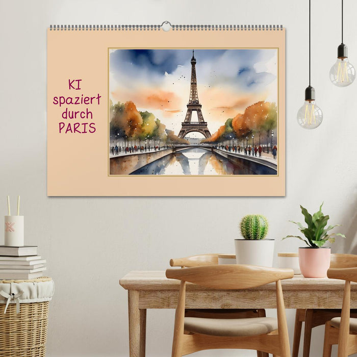 KI spaziert durch Paris (CALVENDO Wandkalender 2027)