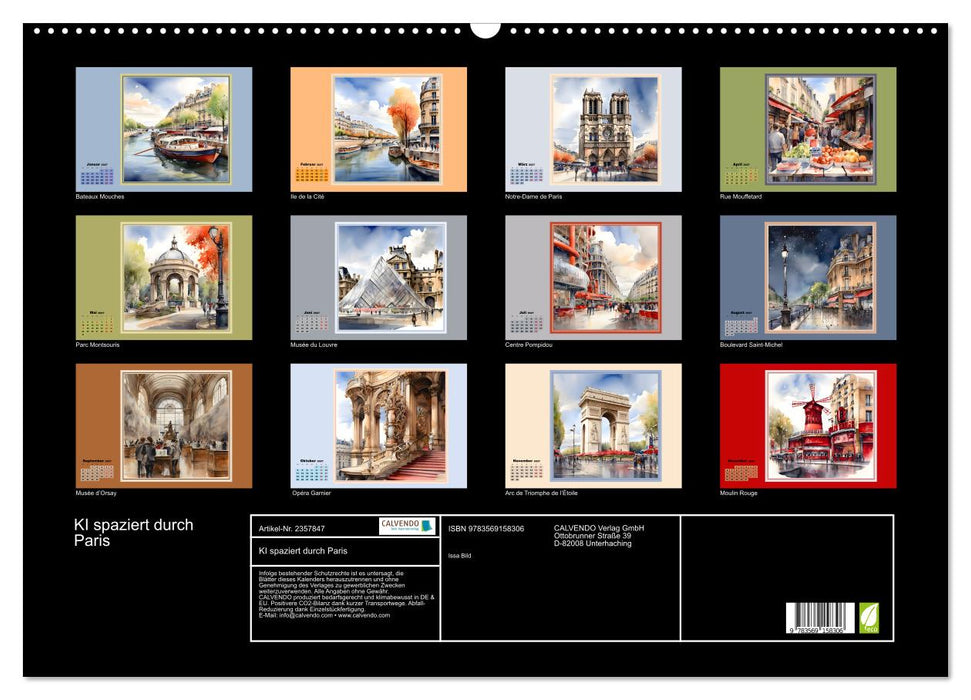 KI spaziert durch Paris (CALVENDO Wandkalender 2027)