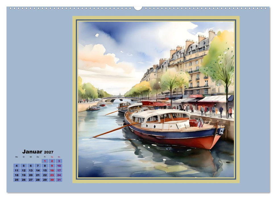 KI spaziert durch Paris (CALVENDO Wandkalender 2027)