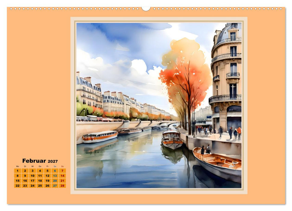 KI spaziert durch Paris (CALVENDO Wandkalender 2027)