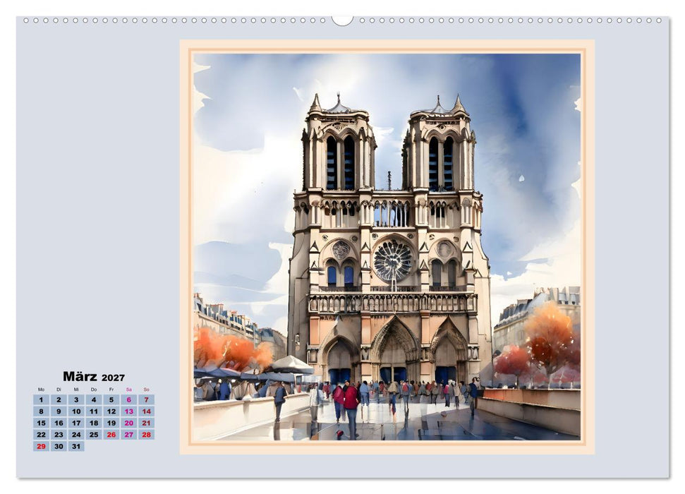 KI spaziert durch Paris (CALVENDO Wandkalender 2027)