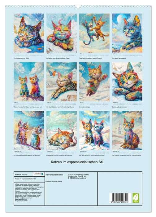 Katzen im expressionistischen Stil (CALVENDO Premium Wandkalender 2027)