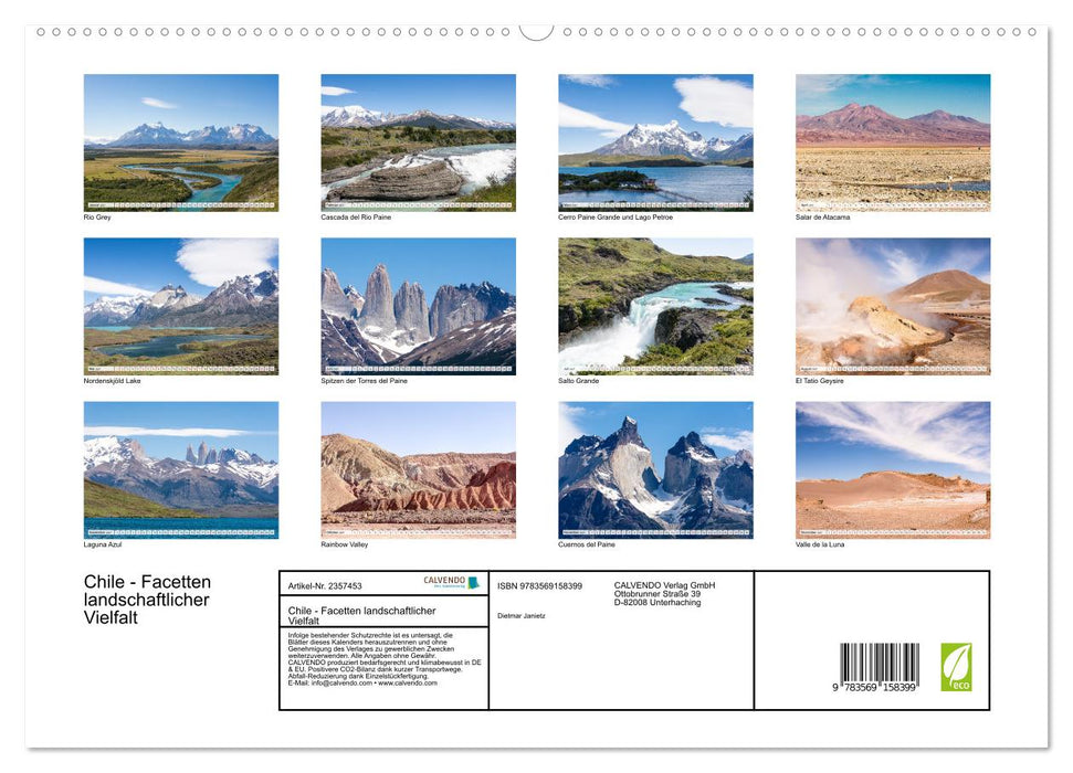 Chile - Facetten landschaftlicher Vielfalt (CALVENDO Premium Wandkalender 2027)