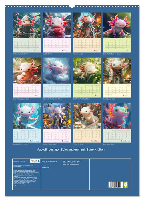 Axolotl. Lustiger Schwanzlurch mit Superkräften (CALVENDO Wandkalender 2027)