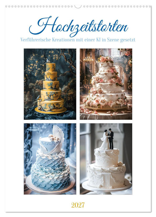 Hochzeitstorten - Verführerische Kreationen mit einer KI in Szene gesetzt (CALVENDO Wandkalender 2027)
