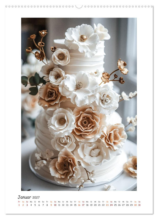 Hochzeitstorten - Verführerische Kreationen mit einer KI in Szene gesetzt (CALVENDO Wandkalender 2027)