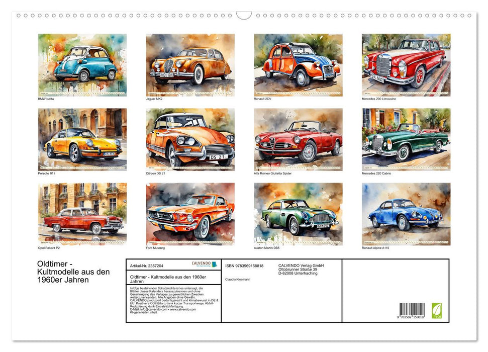 Oldtimer - Kultmodelle aus den 1960er Jahren (CALVENDO Wandkalender 2027)