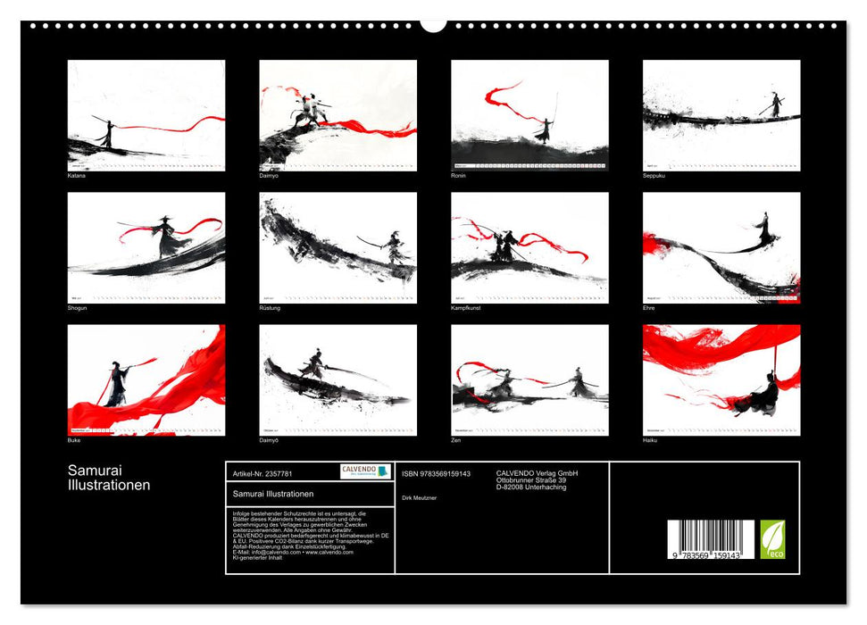 Samurai Illustrationen (CALVENDO Premium Wandkalender 2027)