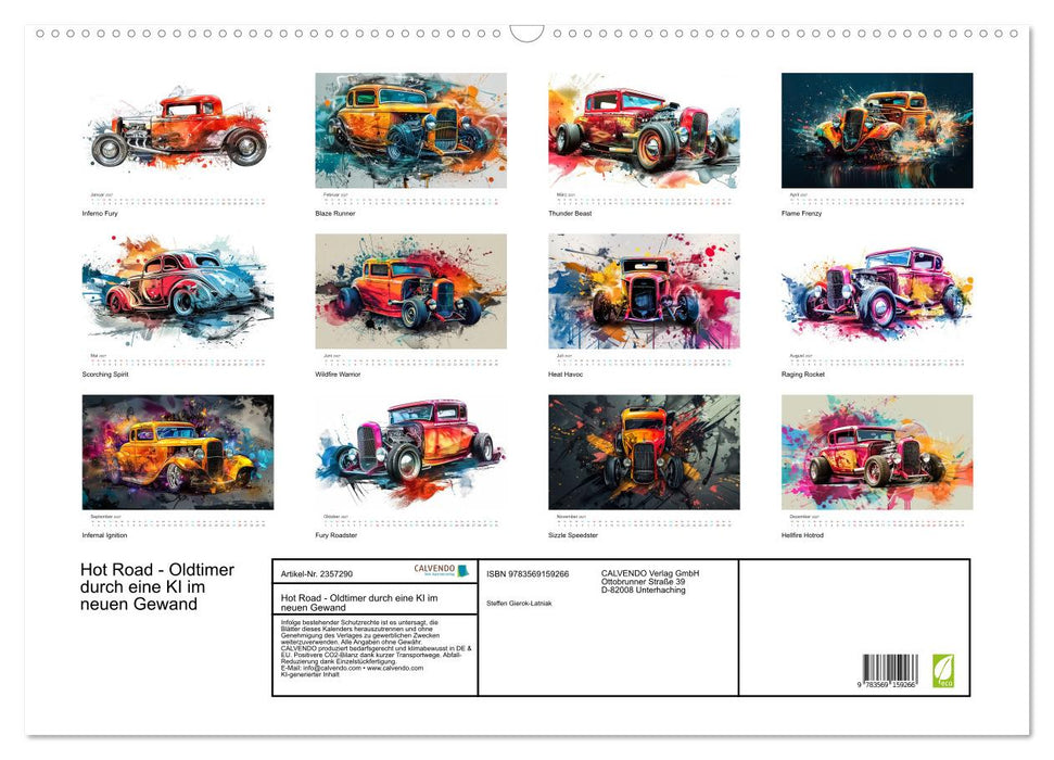 Hot Road - Oldtimer durch eine KI im neuen Gewand (CALVENDO Wandkalender 2027)