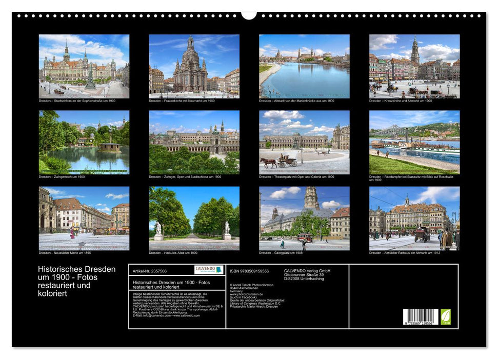 Historisches Dresden um 1900 - Fotos restauriert und koloriert (CALVENDO Wandkalender 2027)