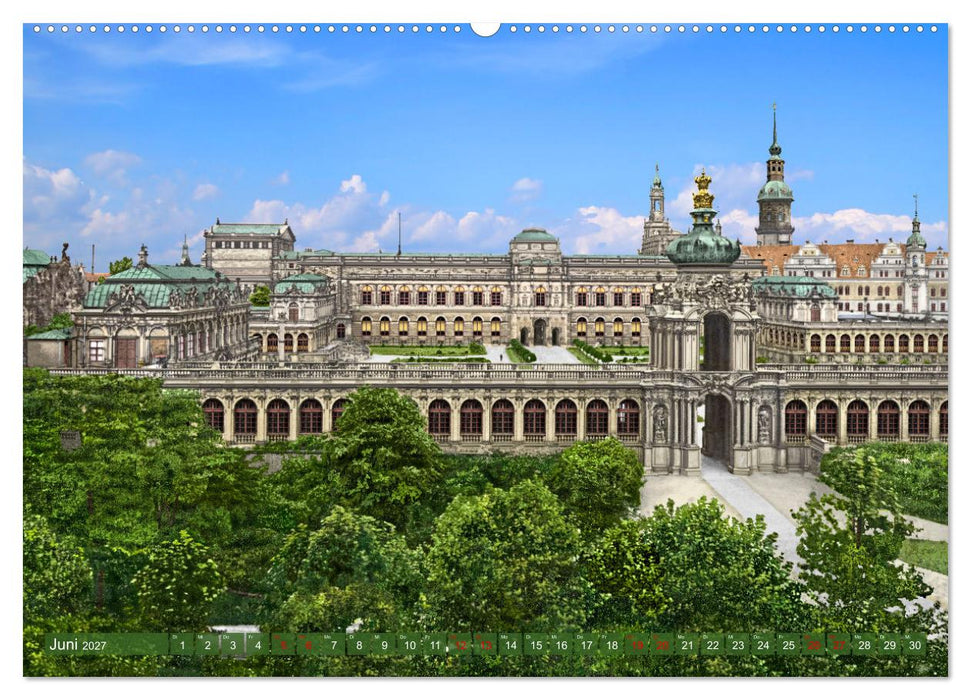 Historisches Dresden um 1900 - Fotos restauriert und koloriert (CALVENDO Wandkalender 2027)