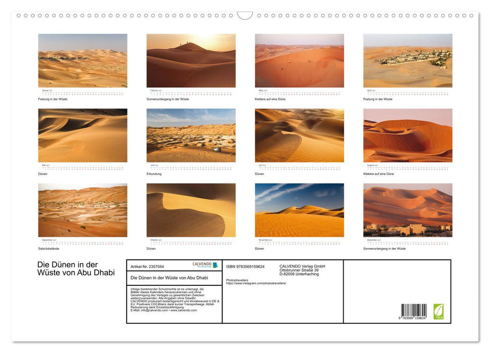Die Dünen in der Wüste von Abu Dhabi (CALVENDO Wandkalender 2027)