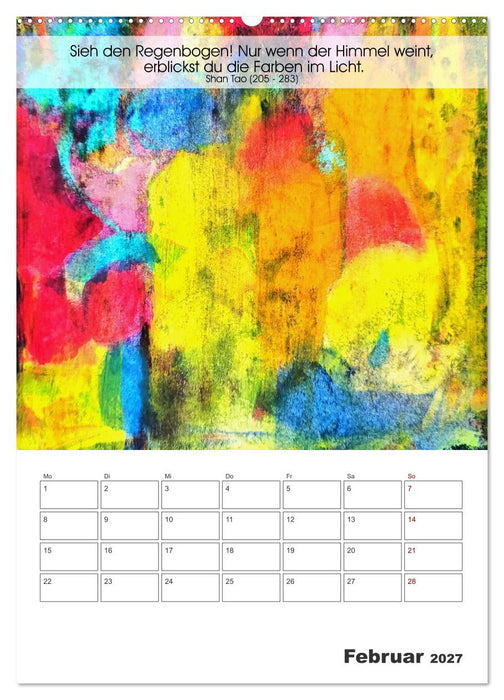 Farbenleuchten - Abstrakte Gouachemalerei mit Zitaten über die Farben (CALVENDO Wandkalender 2027)