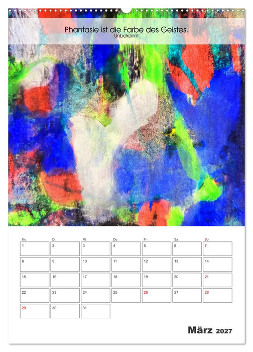 Farbenleuchten - Abstrakte Gouachemalerei mit Zitaten über die Farben (CALVENDO Wandkalender 2027)