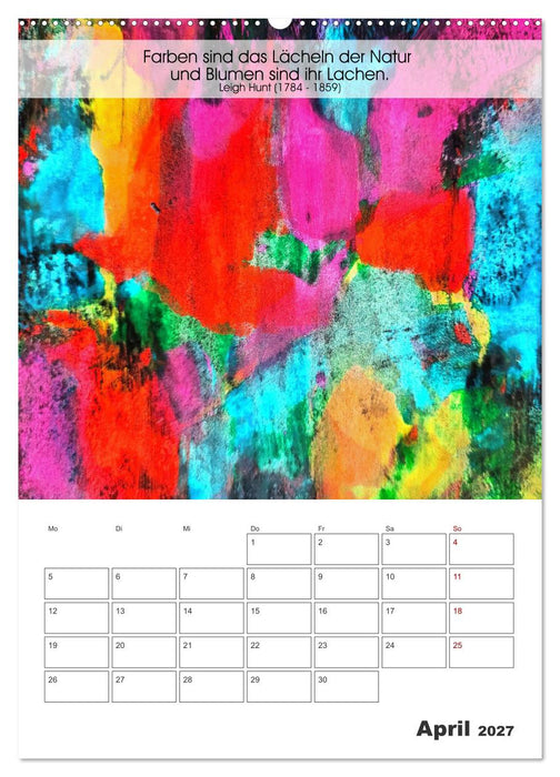 Farbenleuchten - Abstrakte Gouachemalerei mit Zitaten über die Farben (CALVENDO Wandkalender 2027)