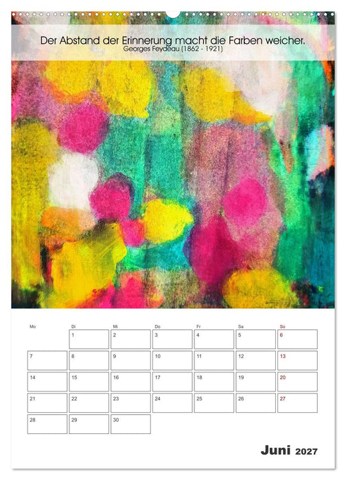 Farbenleuchten - Abstrakte Gouachemalerei mit Zitaten über die Farben (CALVENDO Wandkalender 2027)