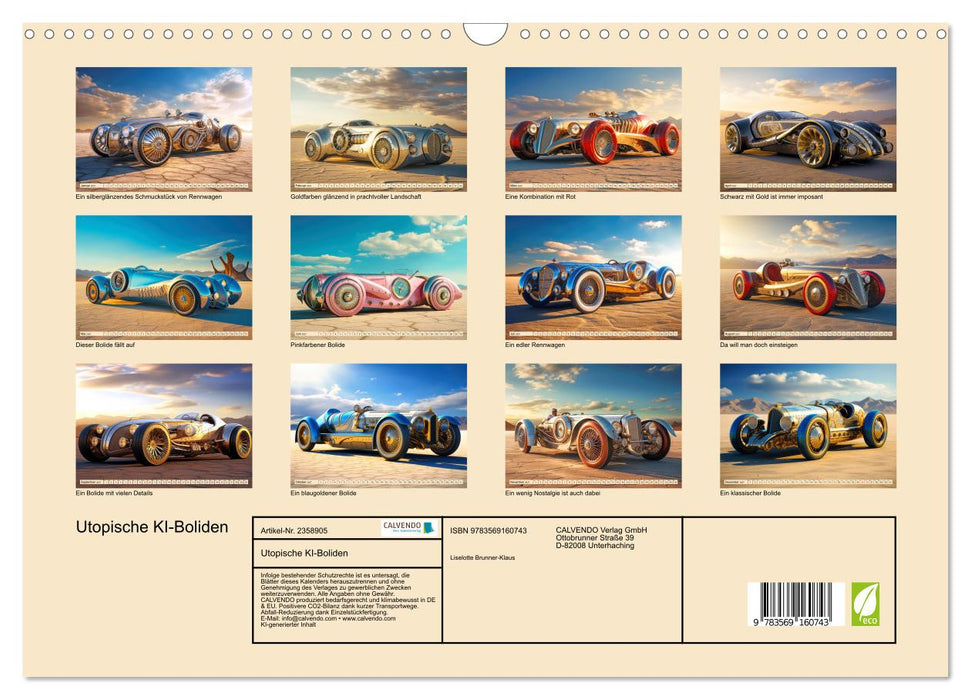 Utopische KI-Boliden (CALVENDO Wandkalender 2027)