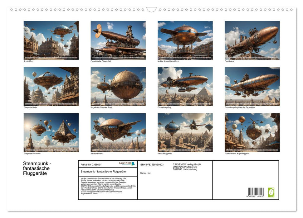 Steampunk - fantastische Fluggeräte (CALVENDO Wandkalender 2027)
