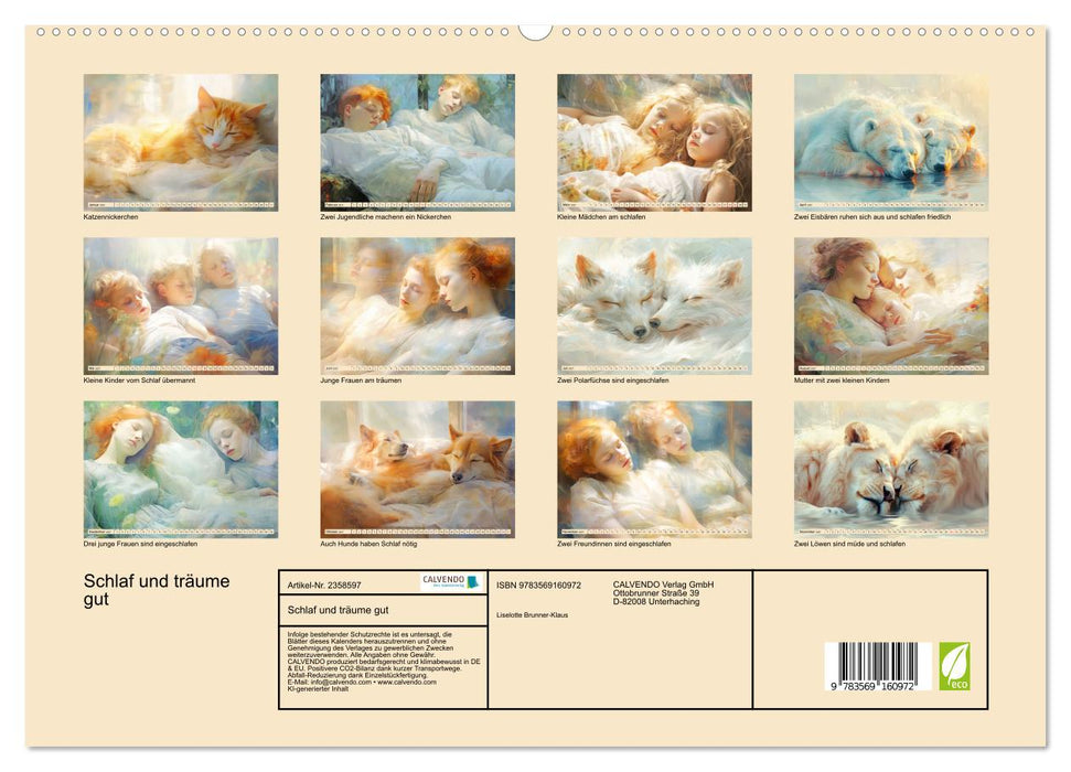 Schlaf und träume gut (CALVENDO Premium Wandkalender 2027)