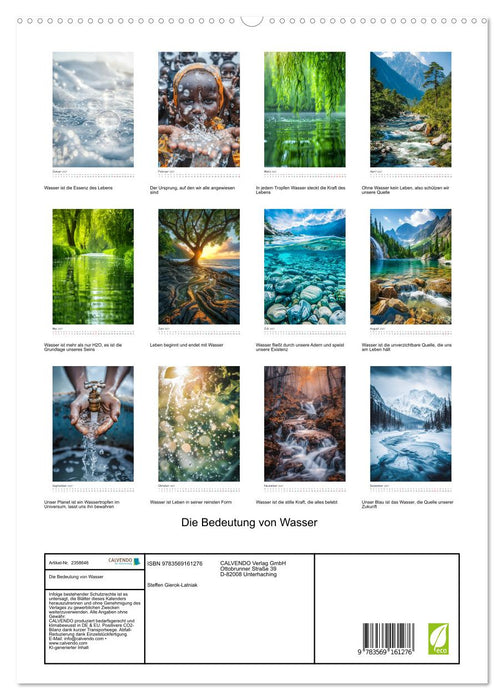 Die Bedeutung von Wasser (CALVENDO Premium Wandkalender 2027)