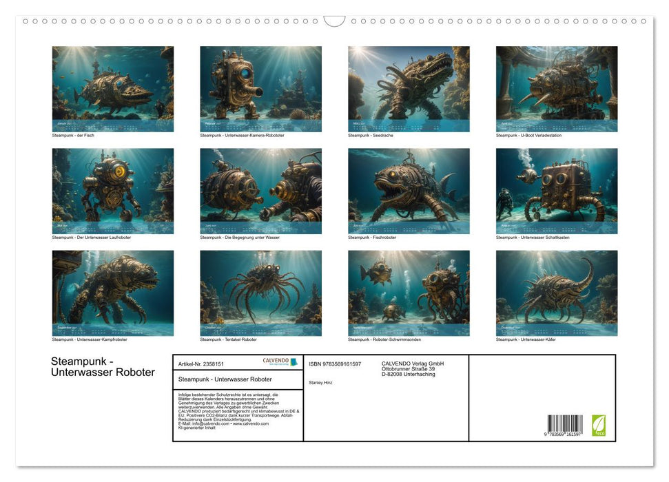 Steampunk - Unterwasser Roboter (CALVENDO Wandkalender 2027)