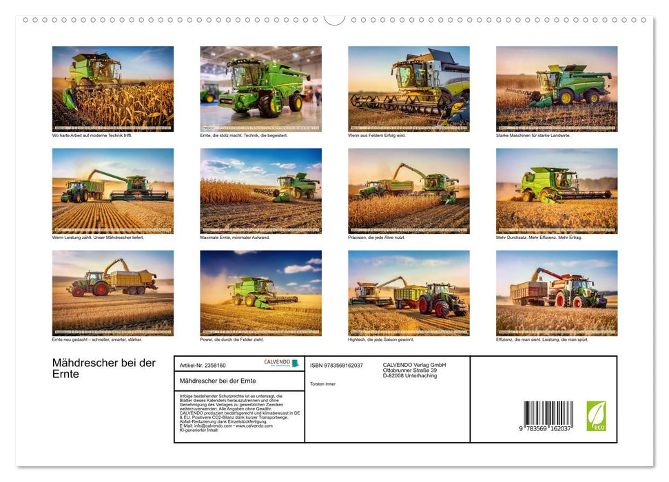 Mähdrescher bei der Ernte (CALVENDO Premium Wandkalender 2027)