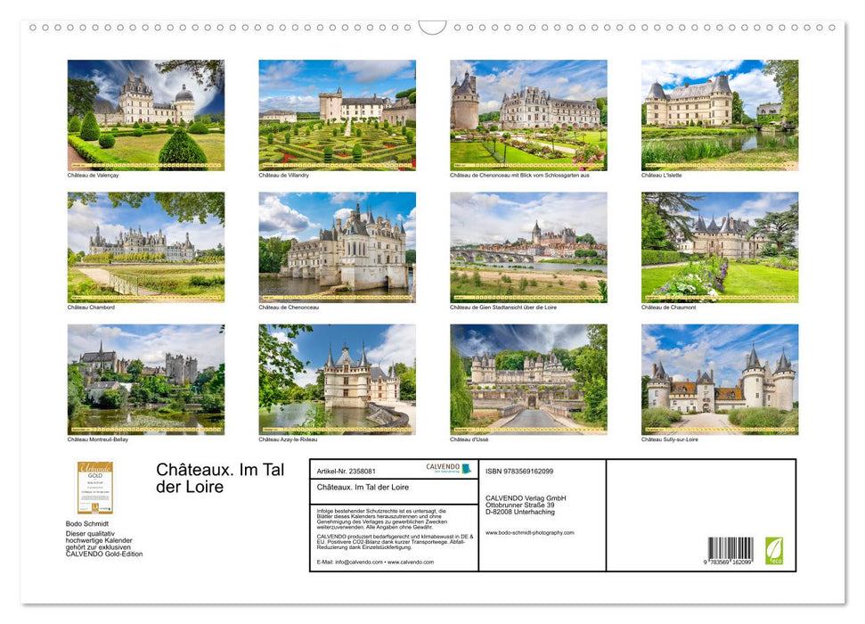 Châteaux. Im Tal der Loire (CALVENDO Wandkalender 2027)