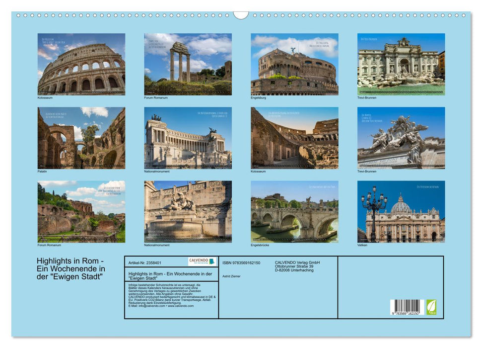 Highlights in Rom - Ein Wochenende in der "Ewigen Stadt" (CALVENDO Wandkalender 2027)
