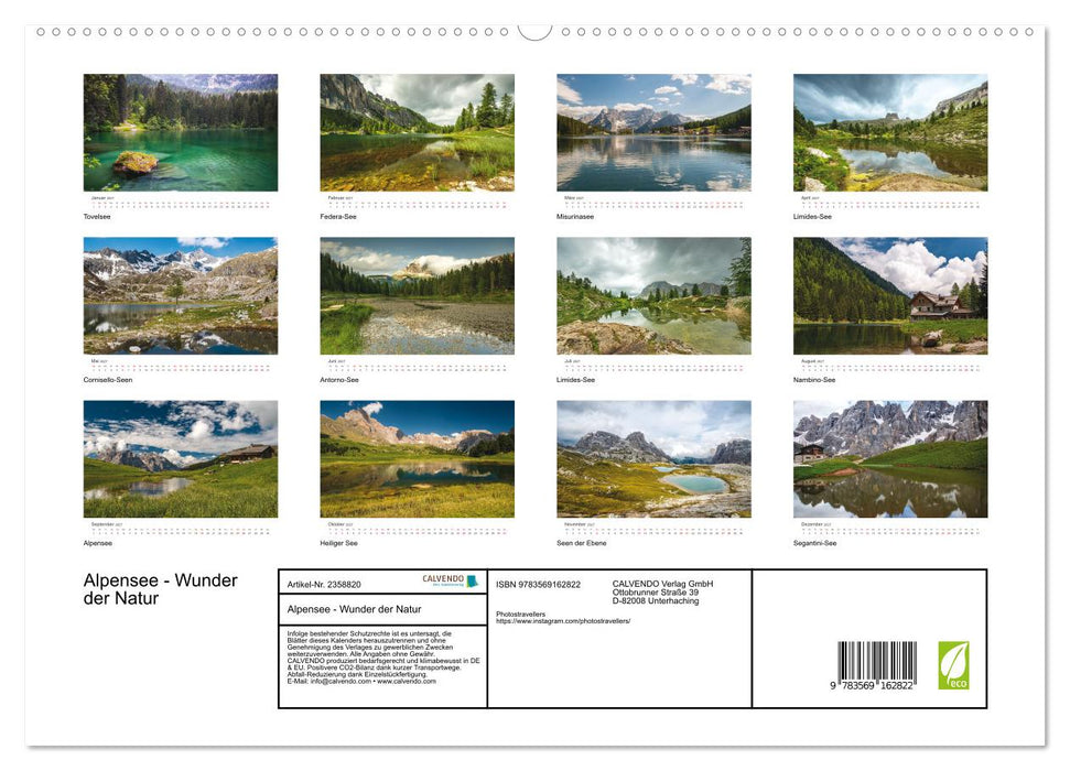 Alpensee - Wunder der Natur (CALVENDO Premium Wandkalender 2027)