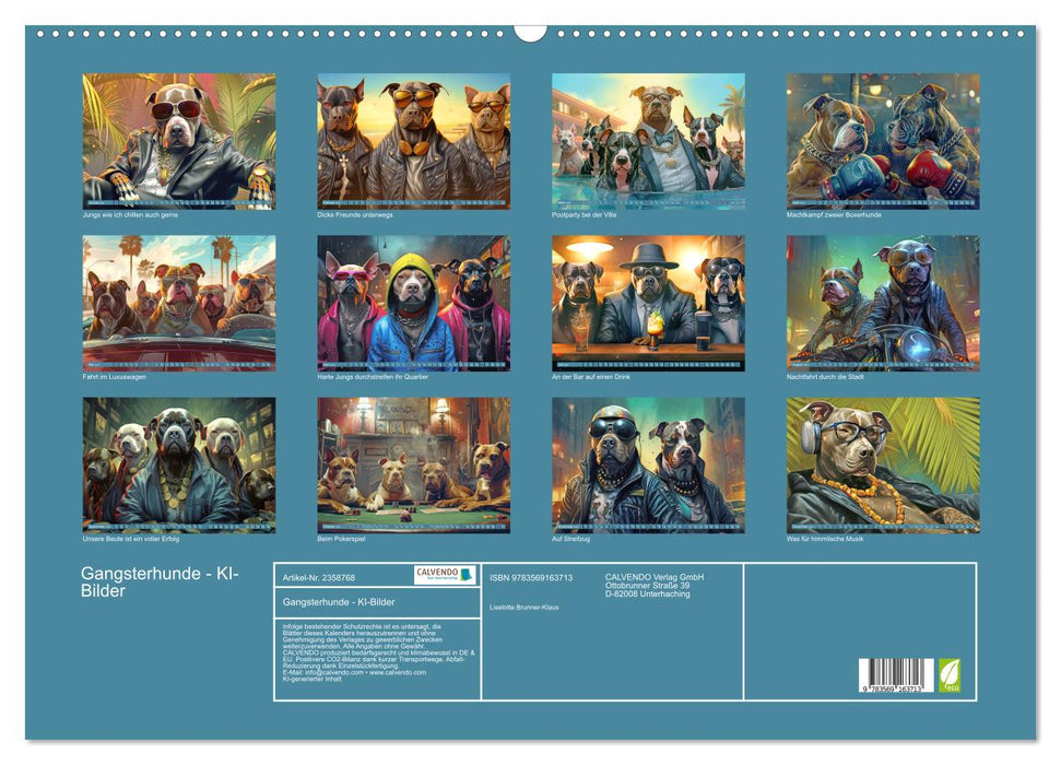 Gangsterhunde - KI-Bilder (CALVENDO Wandkalender 2027)