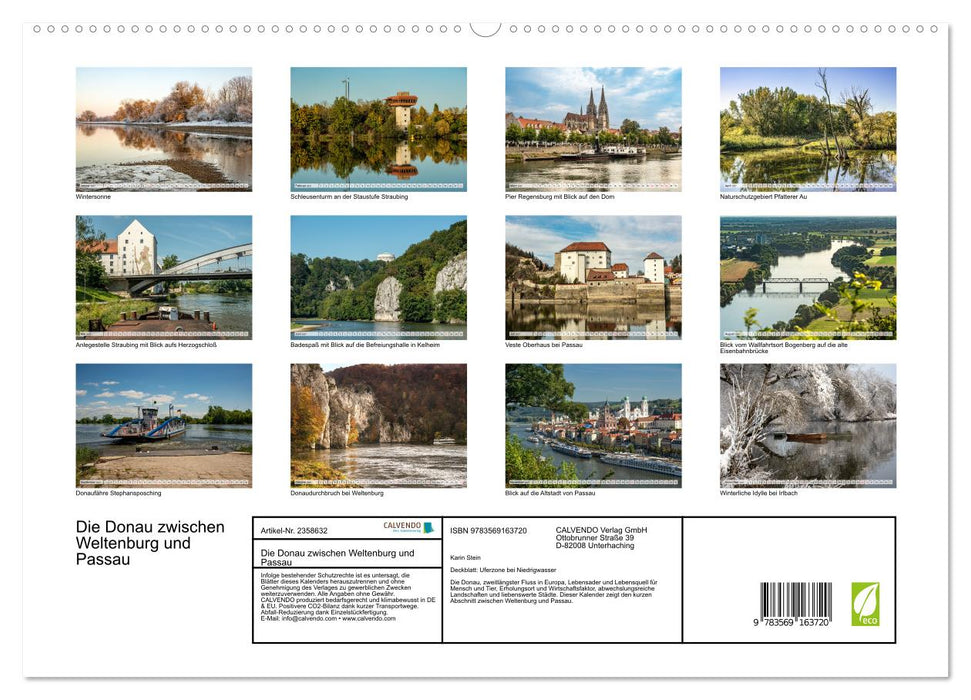 Die Donau zwischen Weltenburg und Passau (CALVENDO Premium Wandkalender 2027)
