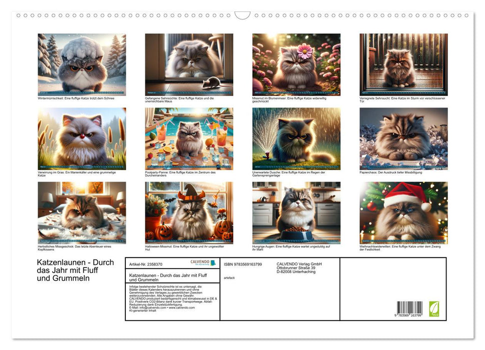 Katzenlaunen - Durch das Jahr mit Fluff und Grummeln (CALVENDO Wandkalender 2027)