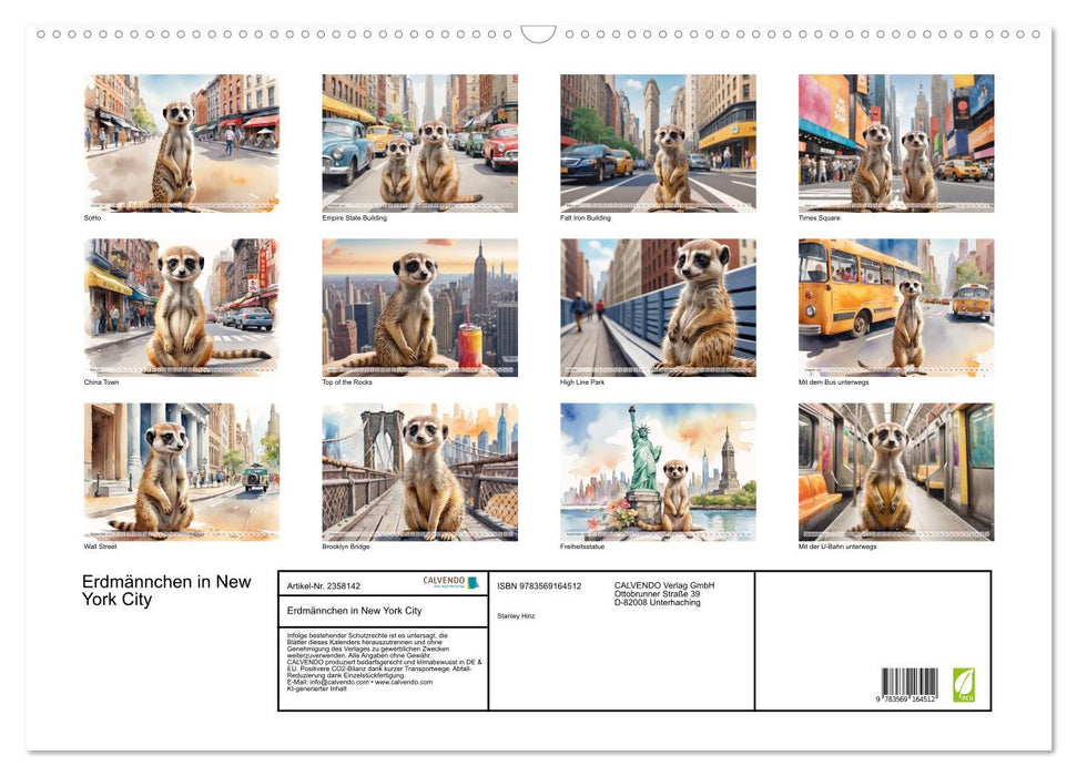 Erdmännchen in New York City (CALVENDO Wandkalender 2027)