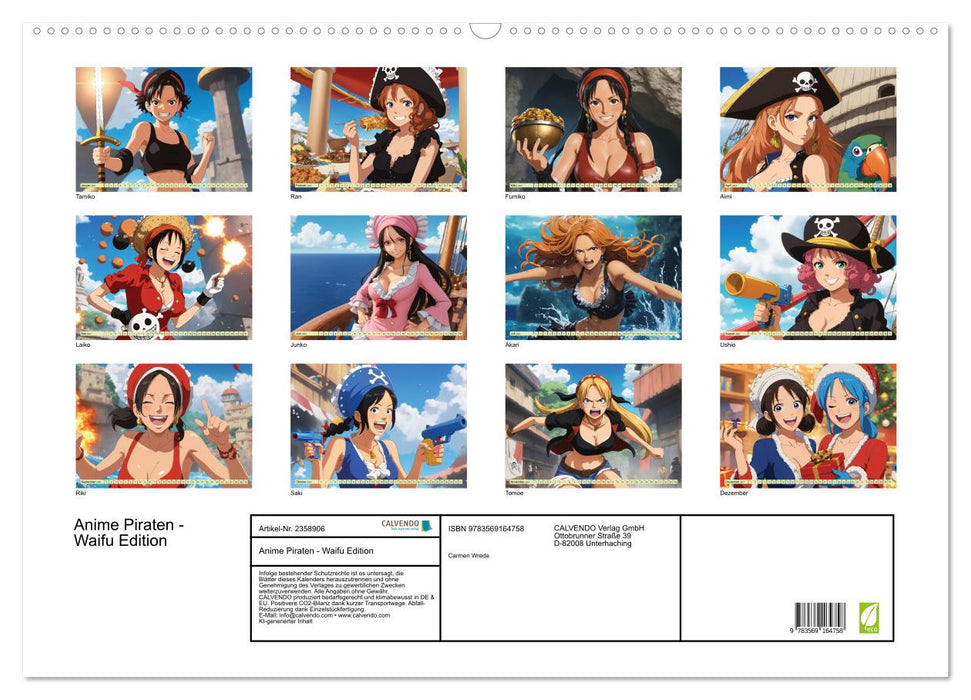 Anime Piraten - Waifu Edition (CALVENDO Wandkalender 2027)