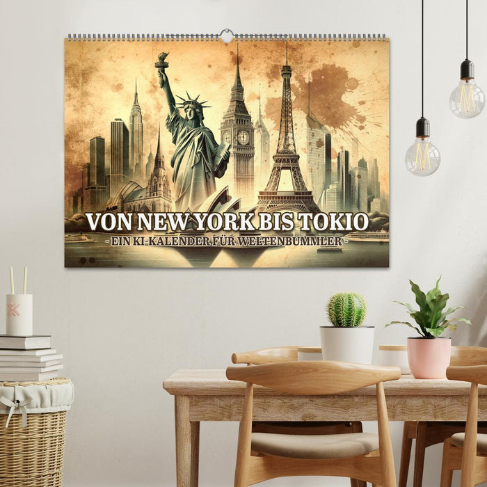 Von New York bis Tokio - Ein KI-Kalender für Weltenbummler (CALVENDO Wandkalender 2027)