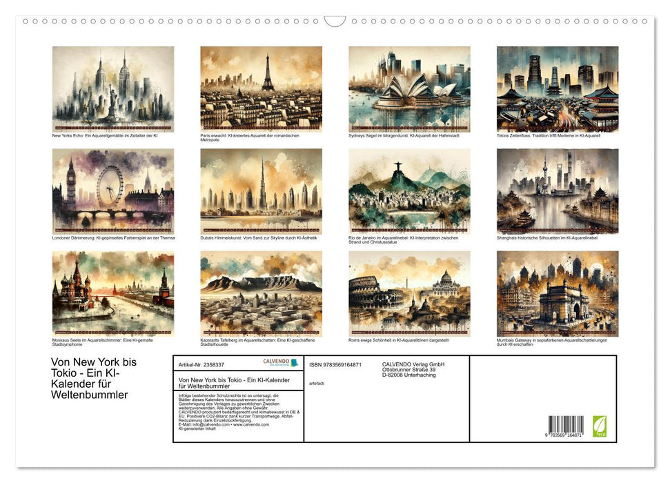 Von New York bis Tokio - Ein KI-Kalender für Weltenbummler (CALVENDO Wandkalender 2027)