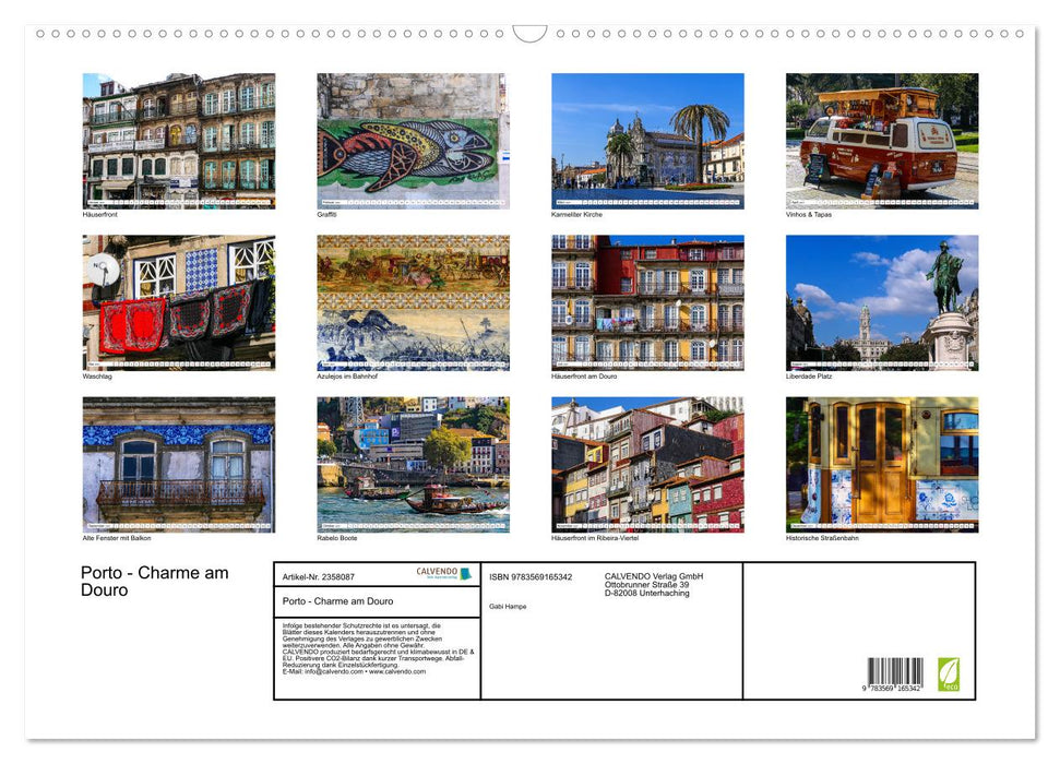 Porto - Charme am Douro (CALVENDO Wandkalender 2027)
