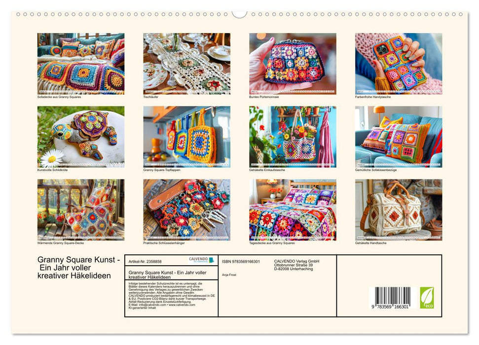 Granny Square Kunst - Ein Jahr voller kreativer Häkelideen (CALVENDO Premium Wandkalender 2027)