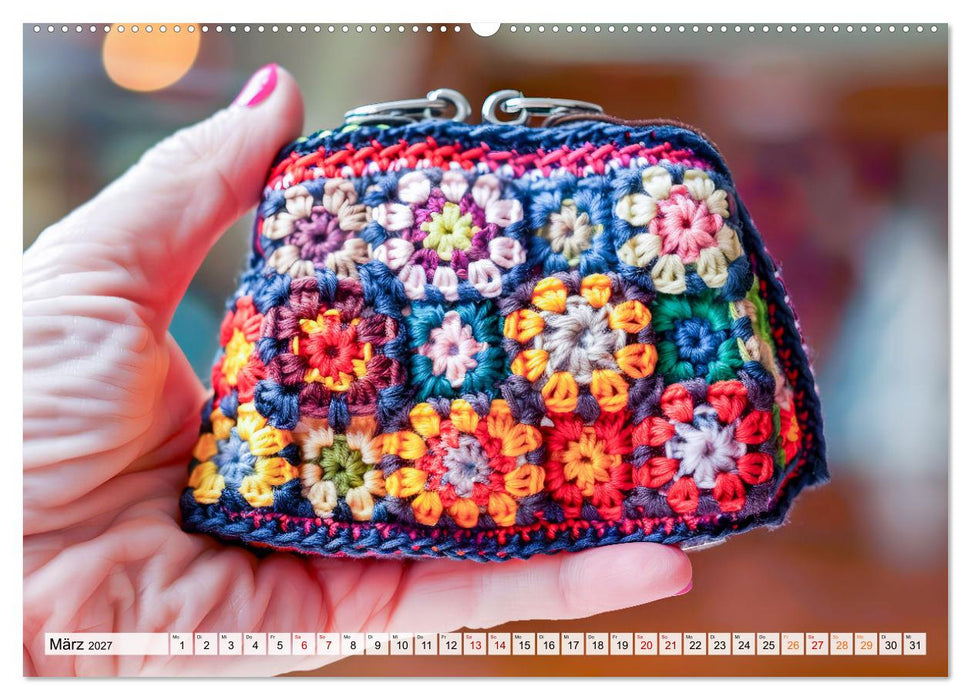 Granny Square Kunst - Ein Jahr voller kreativer Häkelideen (CALVENDO Premium Wandkalender 2027)