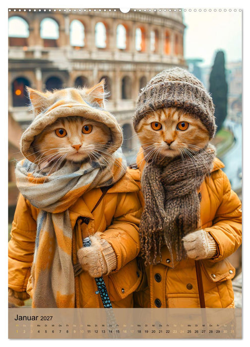 Katzen auf Abenteuerreise - Globetrotter-Katzen entdecke ferne Kulturen (CALVENDO Premium Wandkalender 2027)